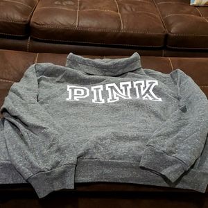 PINK grey Cowl Neck Sweater